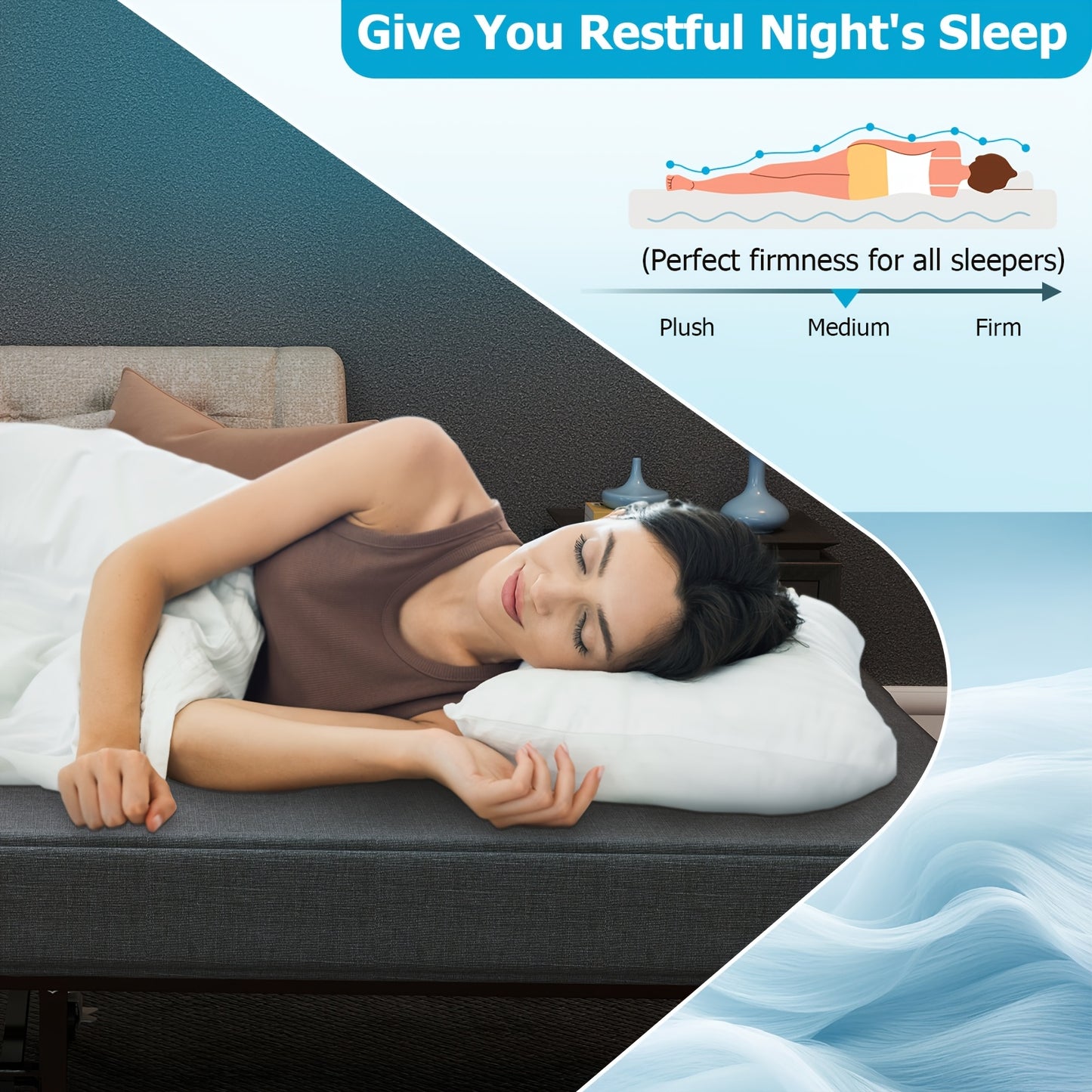 Portable Folding Bed With Memory Foam Mattress For Guests