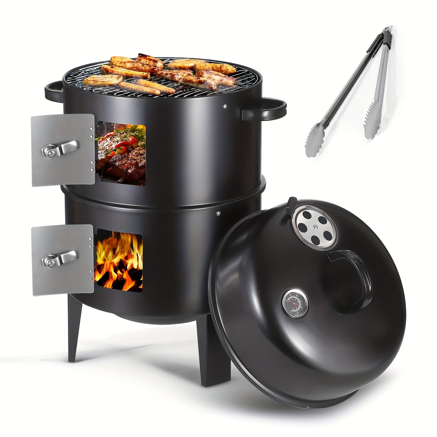 Charcoal Smoker Grill With Temperature Control And Griddle