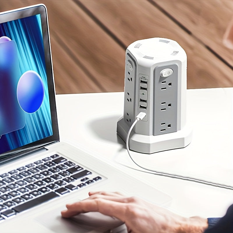 Angled 12 Outlets Power Strip Tower USB C PD Ports