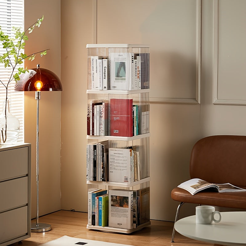 Rotating Corner Bookshelf 4 Tier Floor Standing Organizer