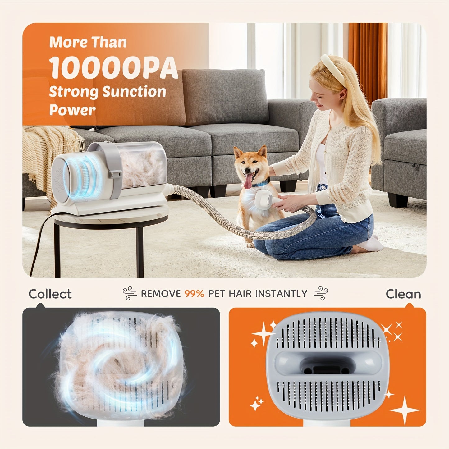 Pet Grooming Vacuum Kit with Professional Clippers and Tools