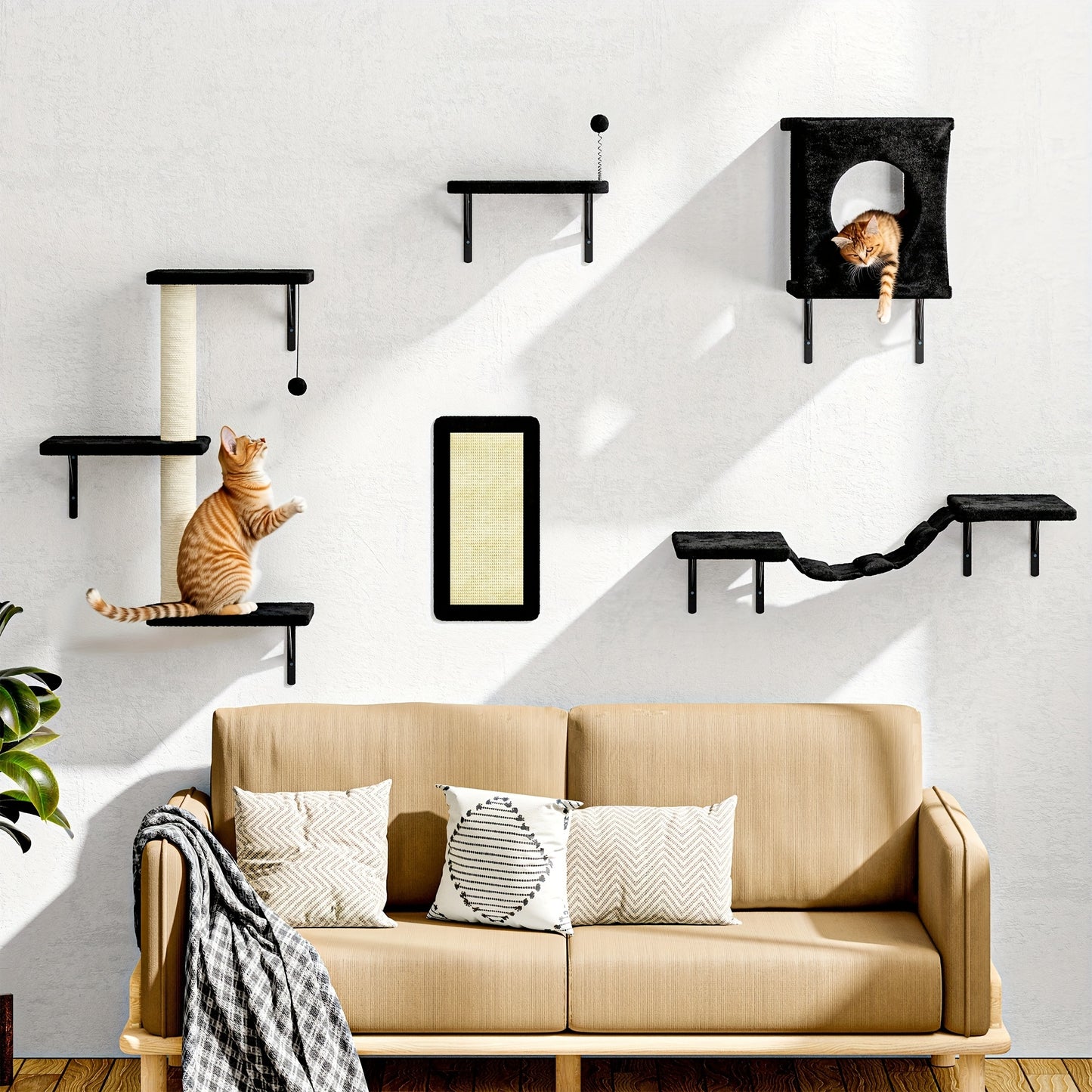Modern Cat Wall Shelves 5pcs Cat Climber Floating Perch Set