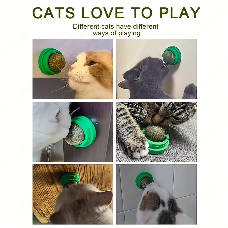 Cat Mint Grass Ball Chew Toy For Dental Care Wall Mounted