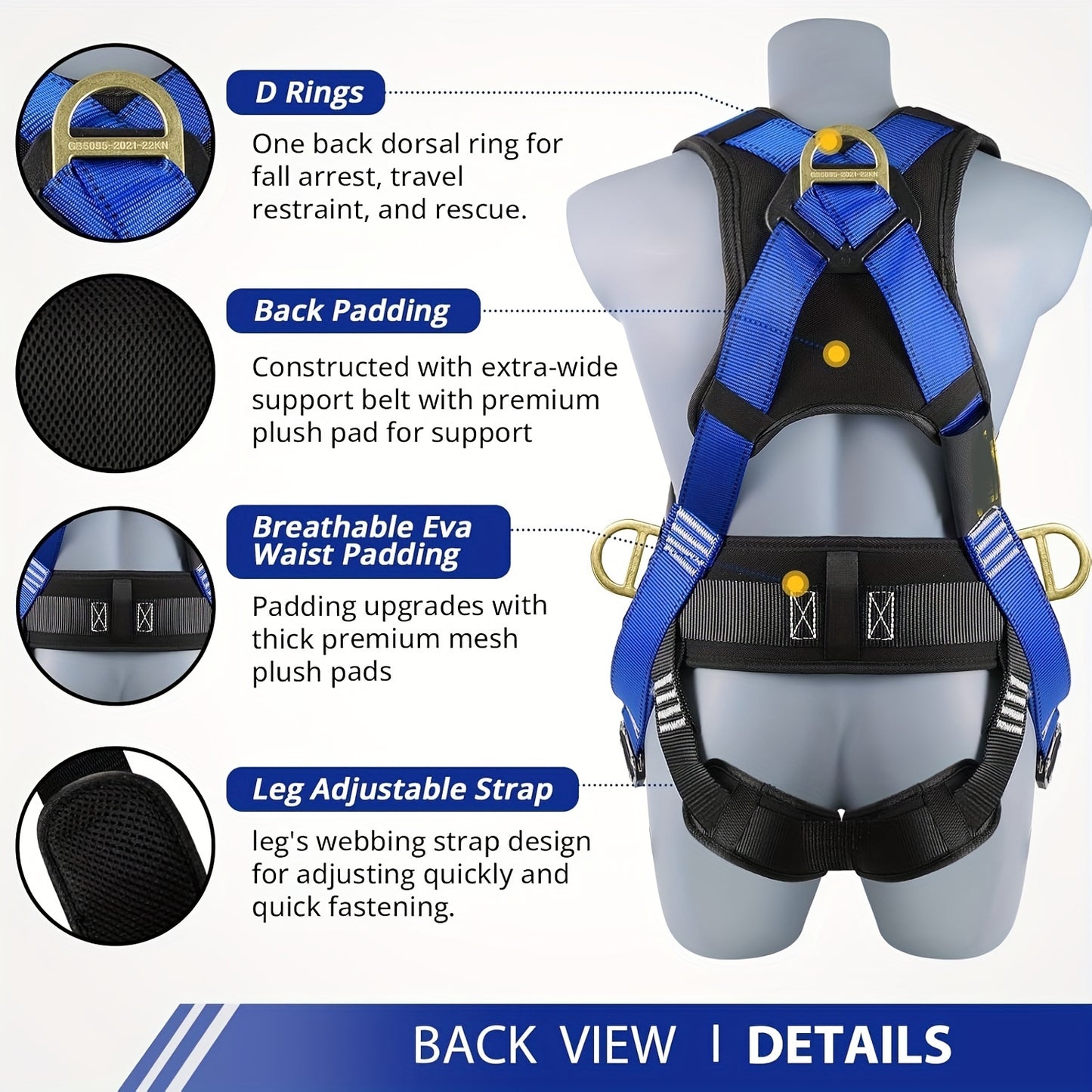Safety Harness Fall Protection Kit for Roofing and Construction