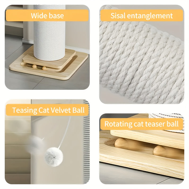 Vertical Sisal Cat Scratching Post With Hanging Ball Toy