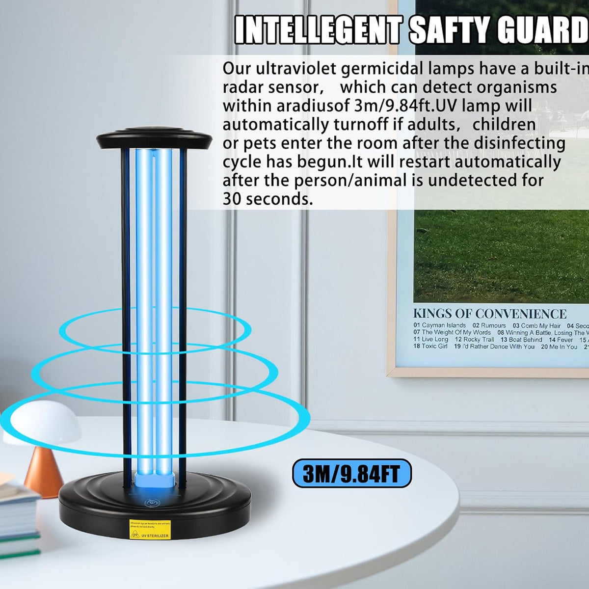 UV Disinfection Lamp With 3 Speed Timed Remote For Home