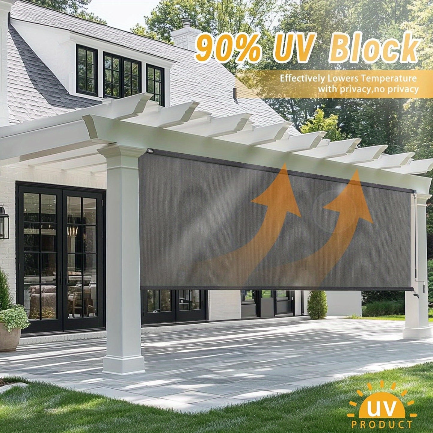 Cordless Outdoor Roller Shades for Privacy and UV Protection