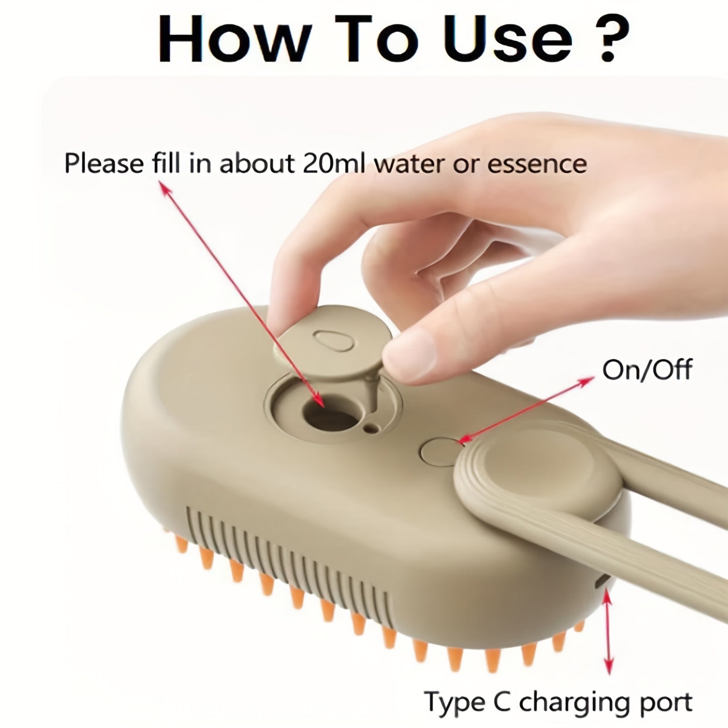 3In1 Pet Steam Brush With USB Charging Rotating Cat Dog