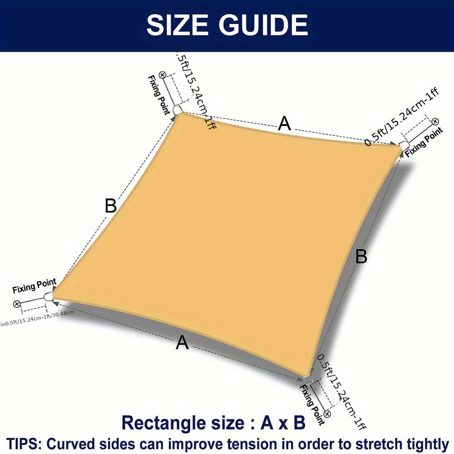 UV Block Rectangle Shade Sail by Unknown Brand for Outdoor Use