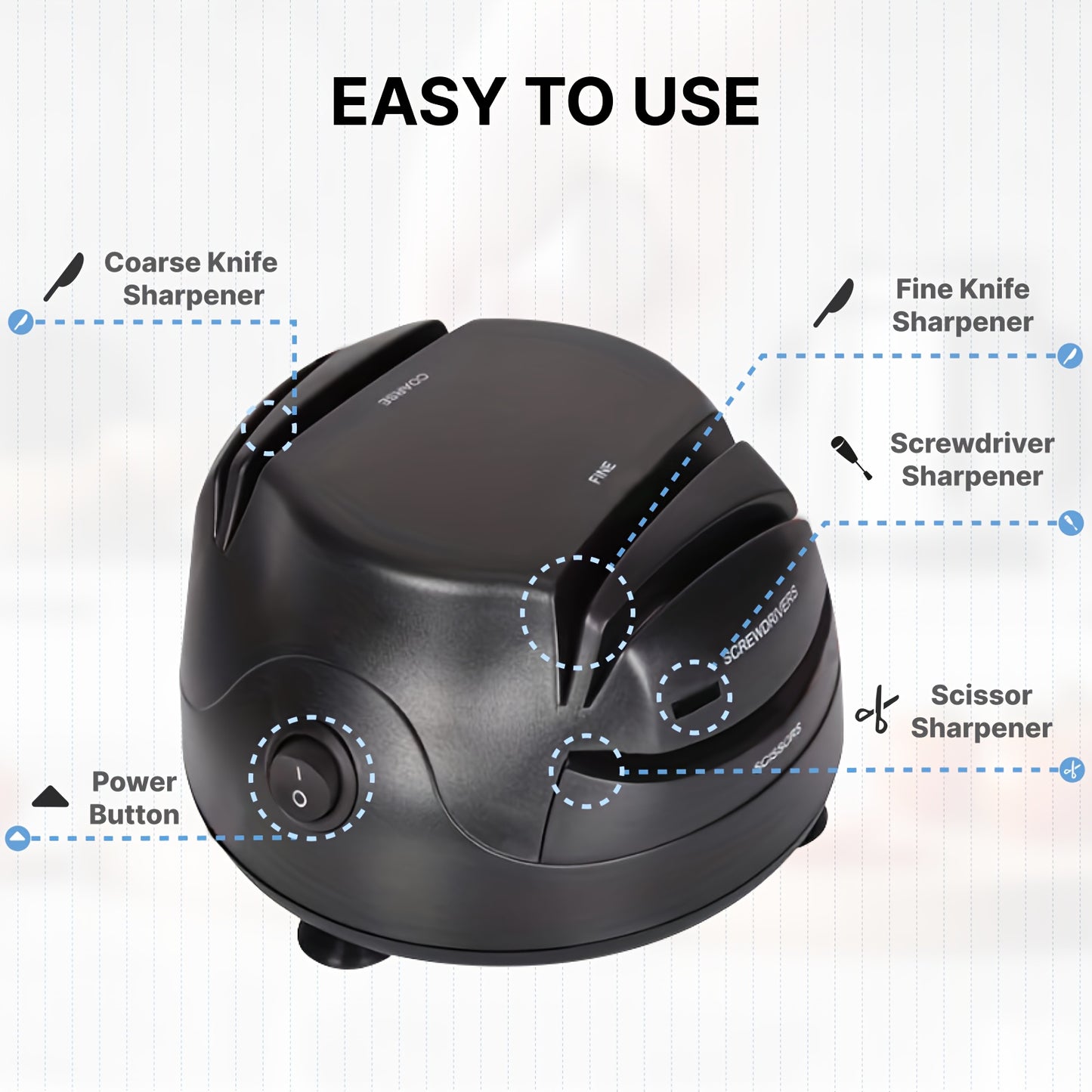 Electric Knife Sharpener 4 Slot Professional System ABS Plug