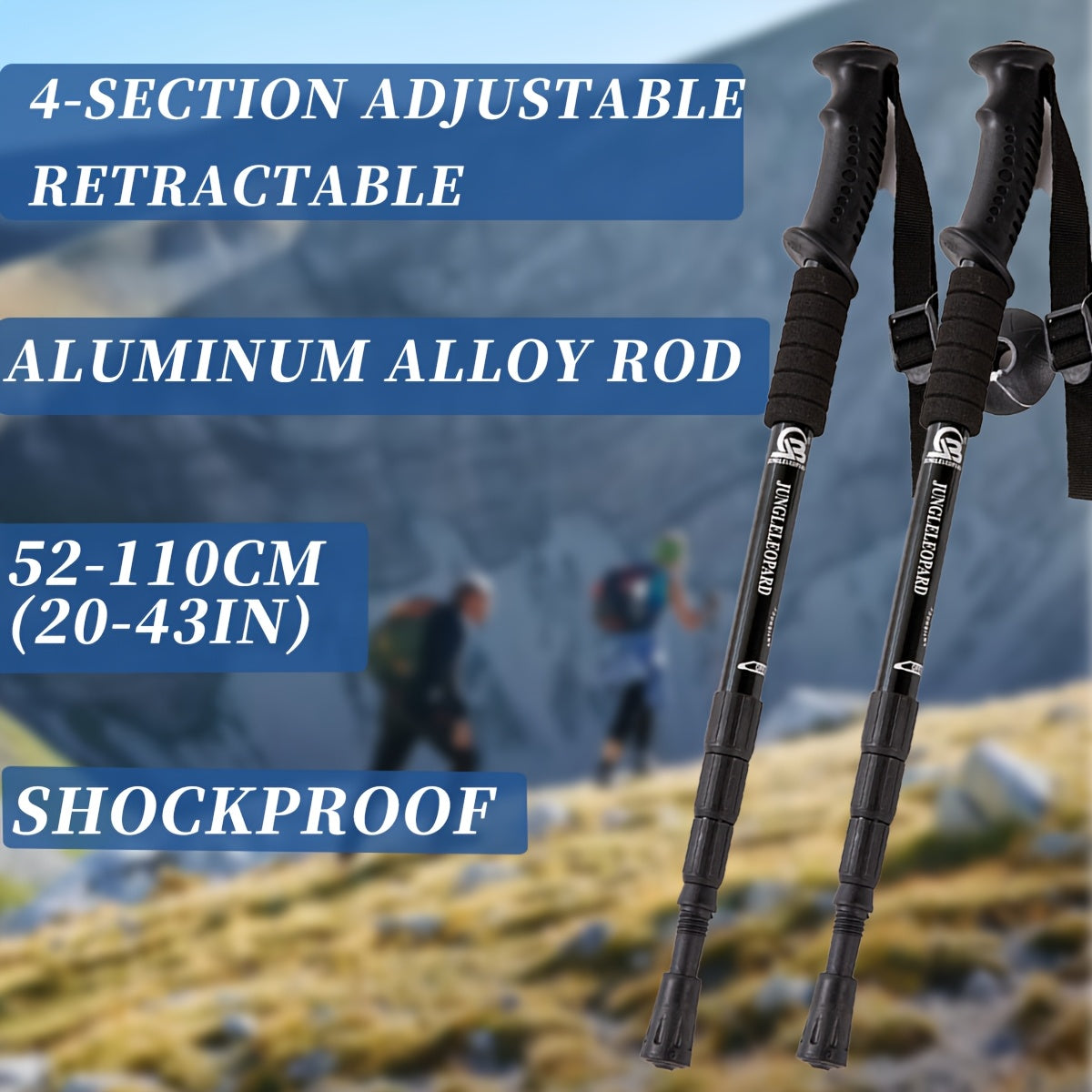 Ergonomic Aluminum Trekking Poles Adjustable Shockproof