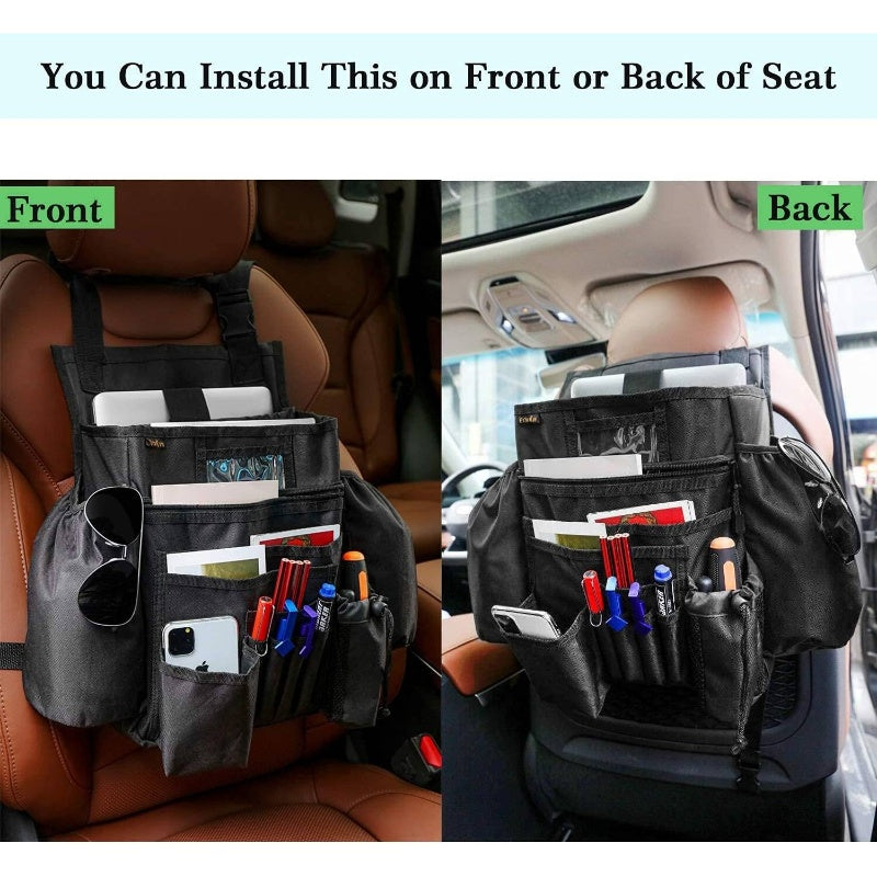 Car Seatback Organizer With Tablet And Laptop Compartment