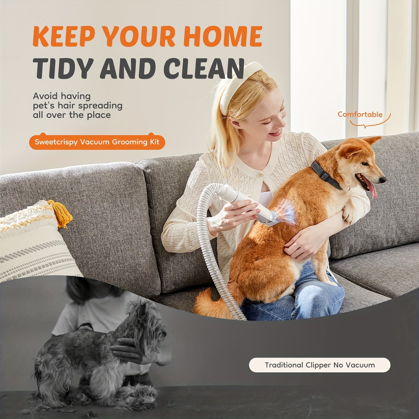Pet Grooming Vacuum Kit with Professional Clippers and Tools