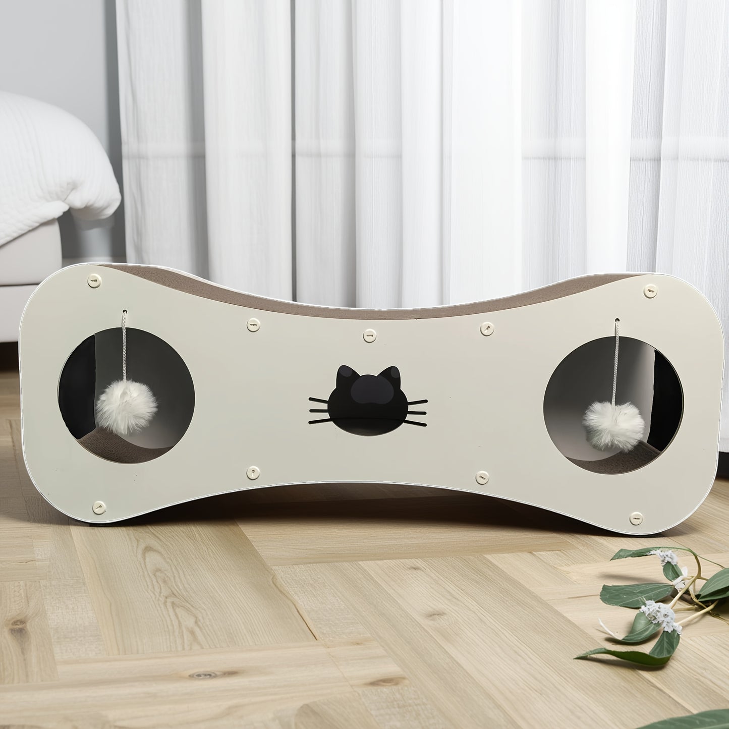 Indoor Cat Tunnel Scratching Board With Teaser Ball