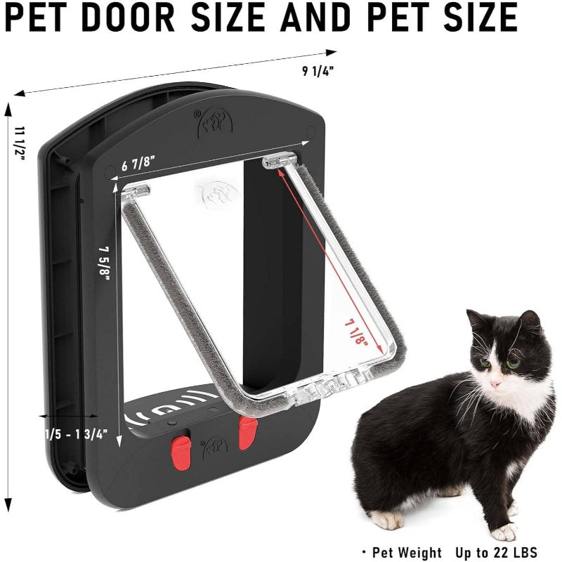 Pet Door With Four Way Locking Magnetic Flap And Collars
