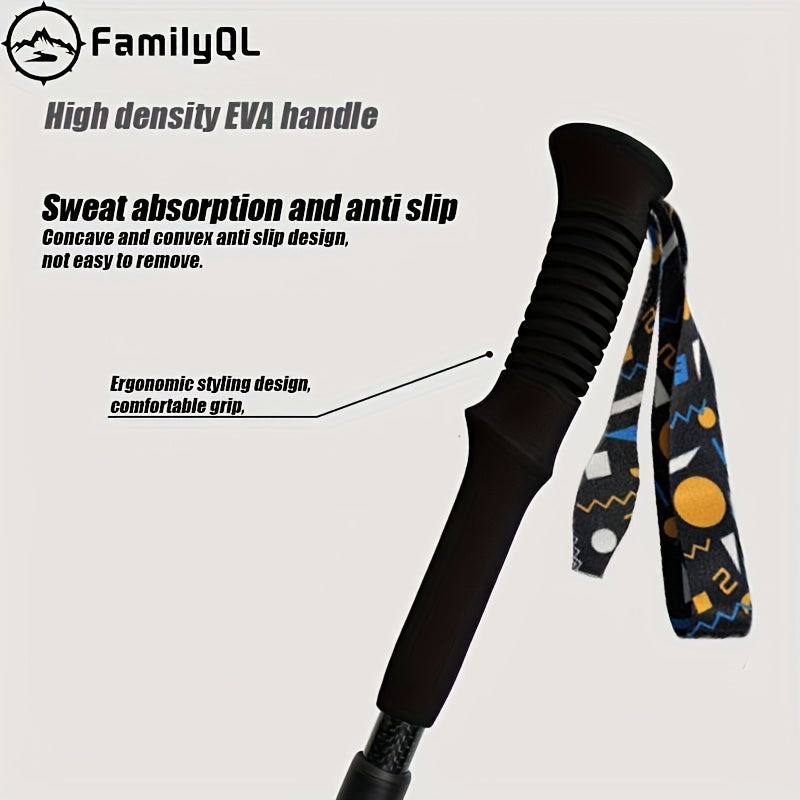 FamilyQL Carbon Fiber Folding Hiking Cane with Quick Lock