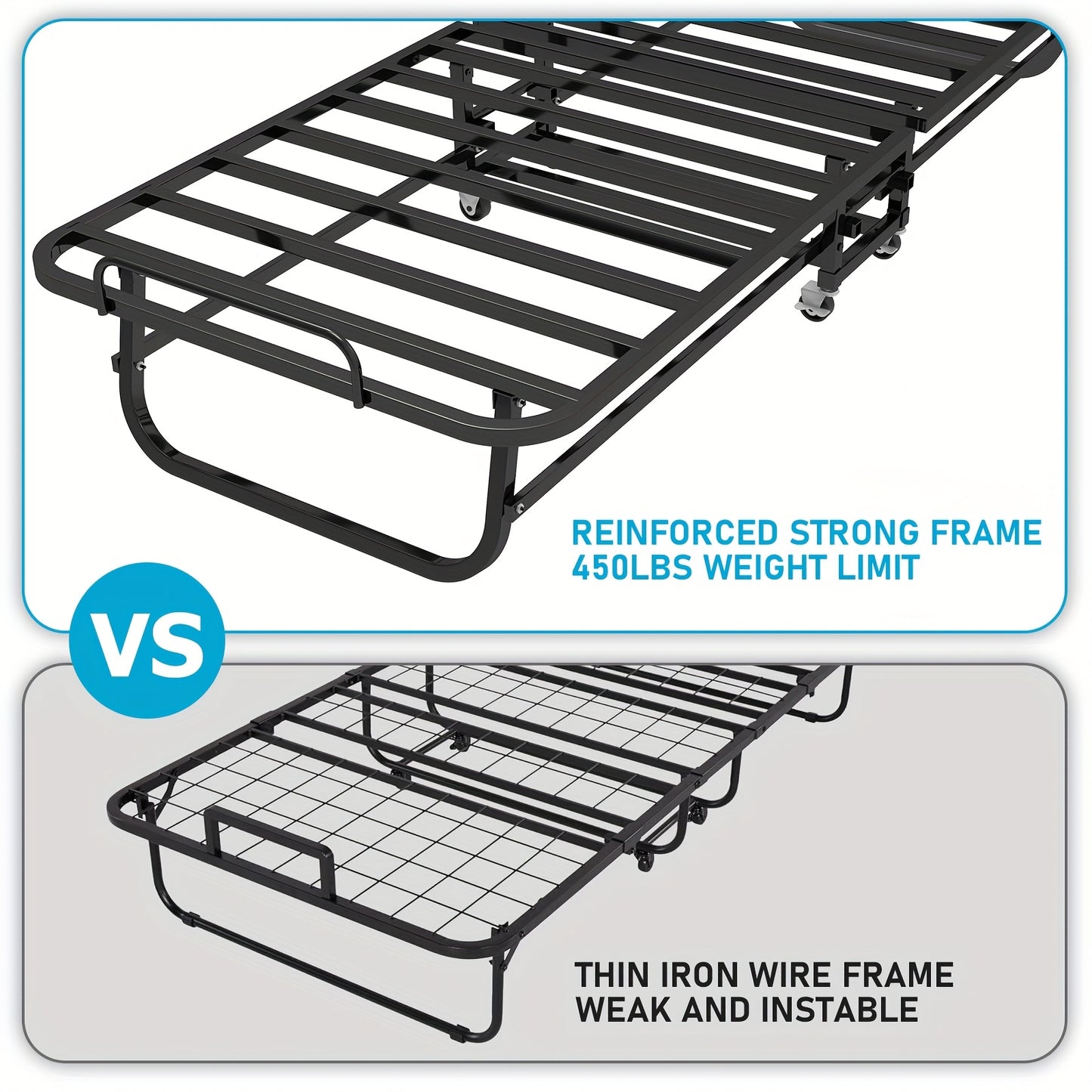 Portable Folding Bed With Memory Foam Mattress For Guests