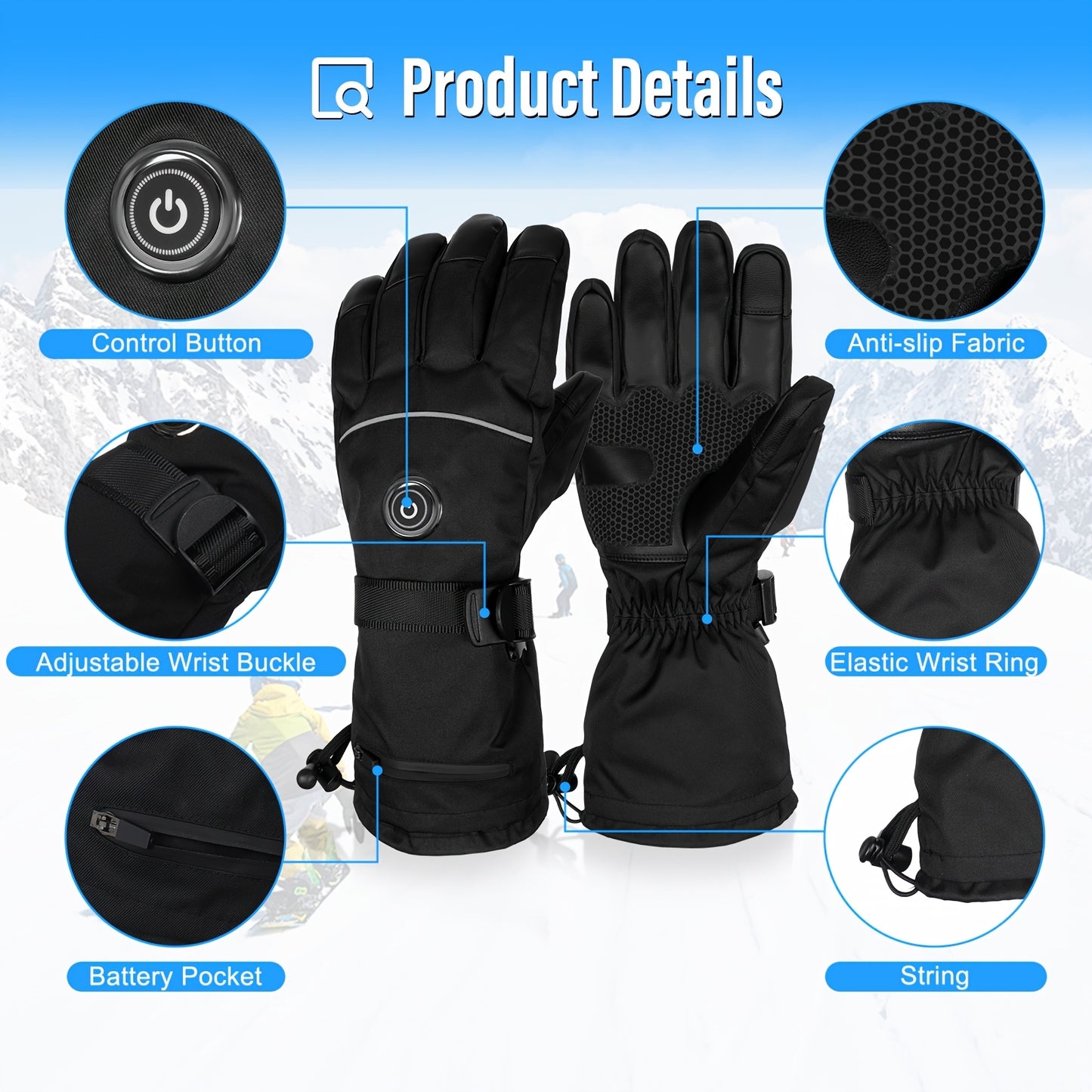 Rechargeable Heated Gloves For Men And Women 5V 6000mAh