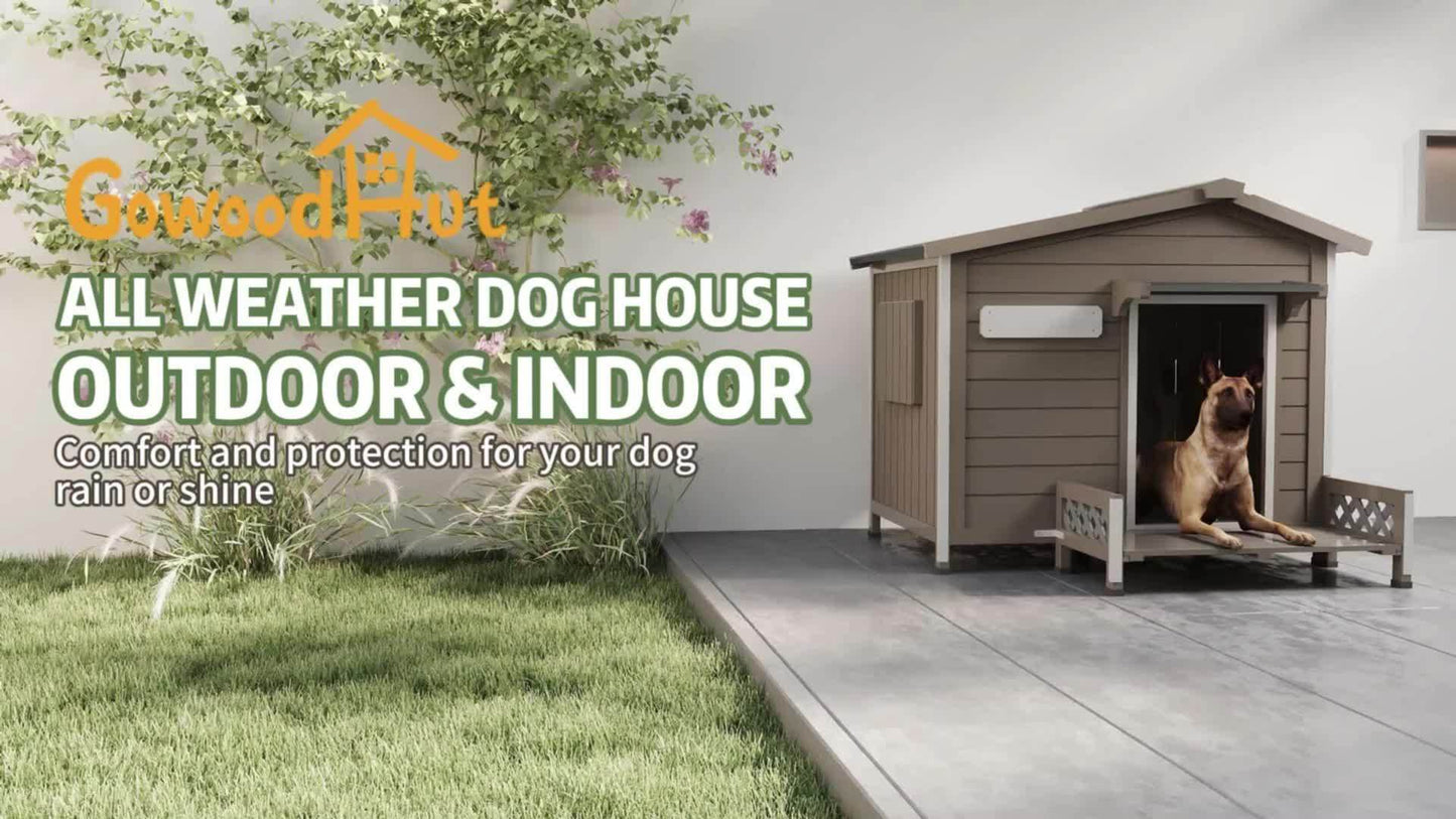 Weatherproof Bite Resistant Outdoor Indoor Dog House Deck