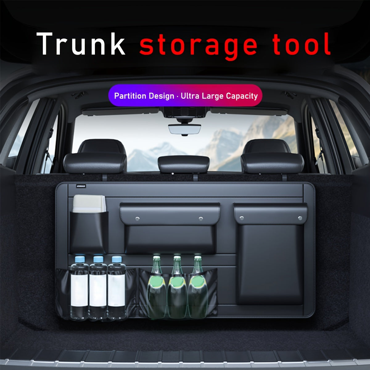Multi-Functional Car Trunk Organizer for Tools and Groceries