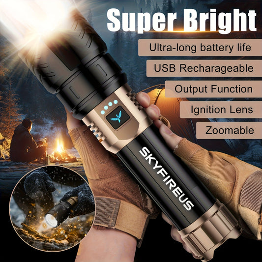 Skyfire Rechargeable LED Flashlight With Adjustable Focus And Modes