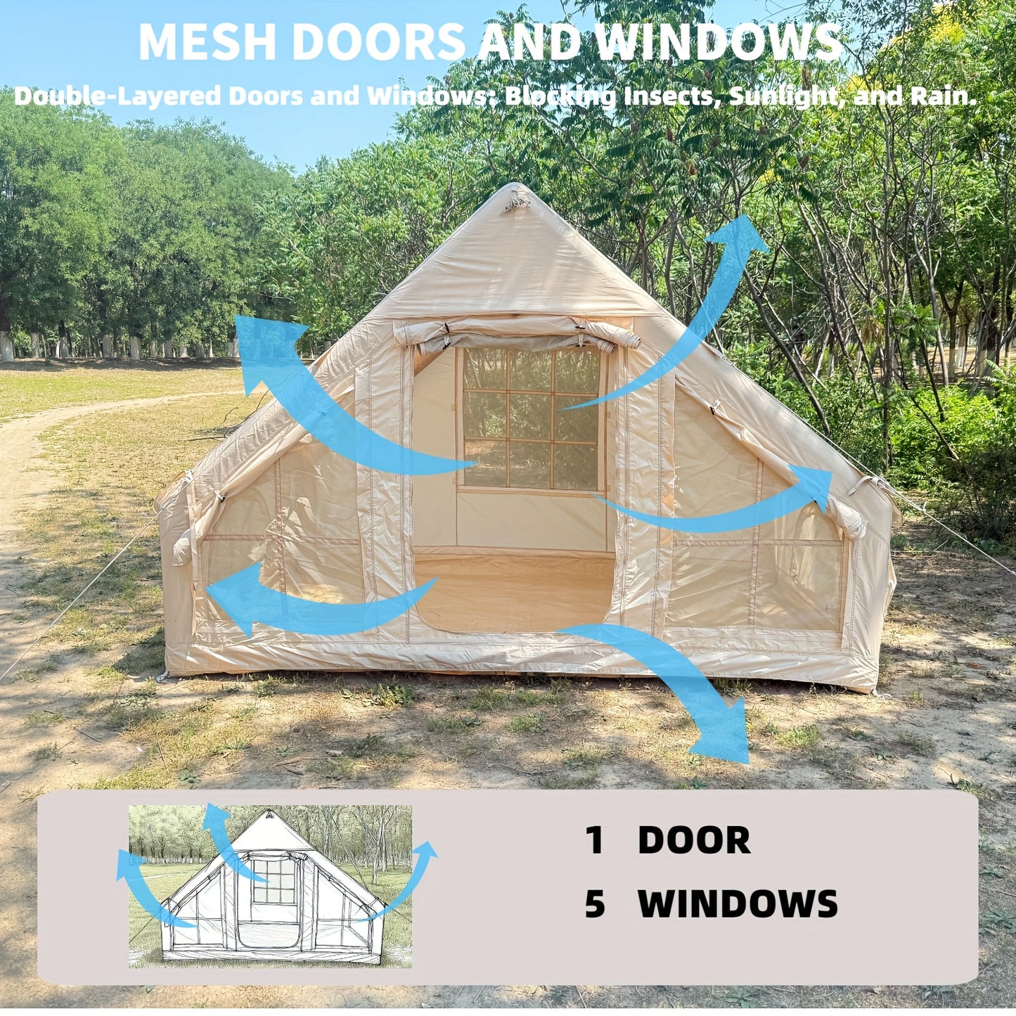 Inflatable Camping Tent With Manual Pump For Easy Waterproof Setup