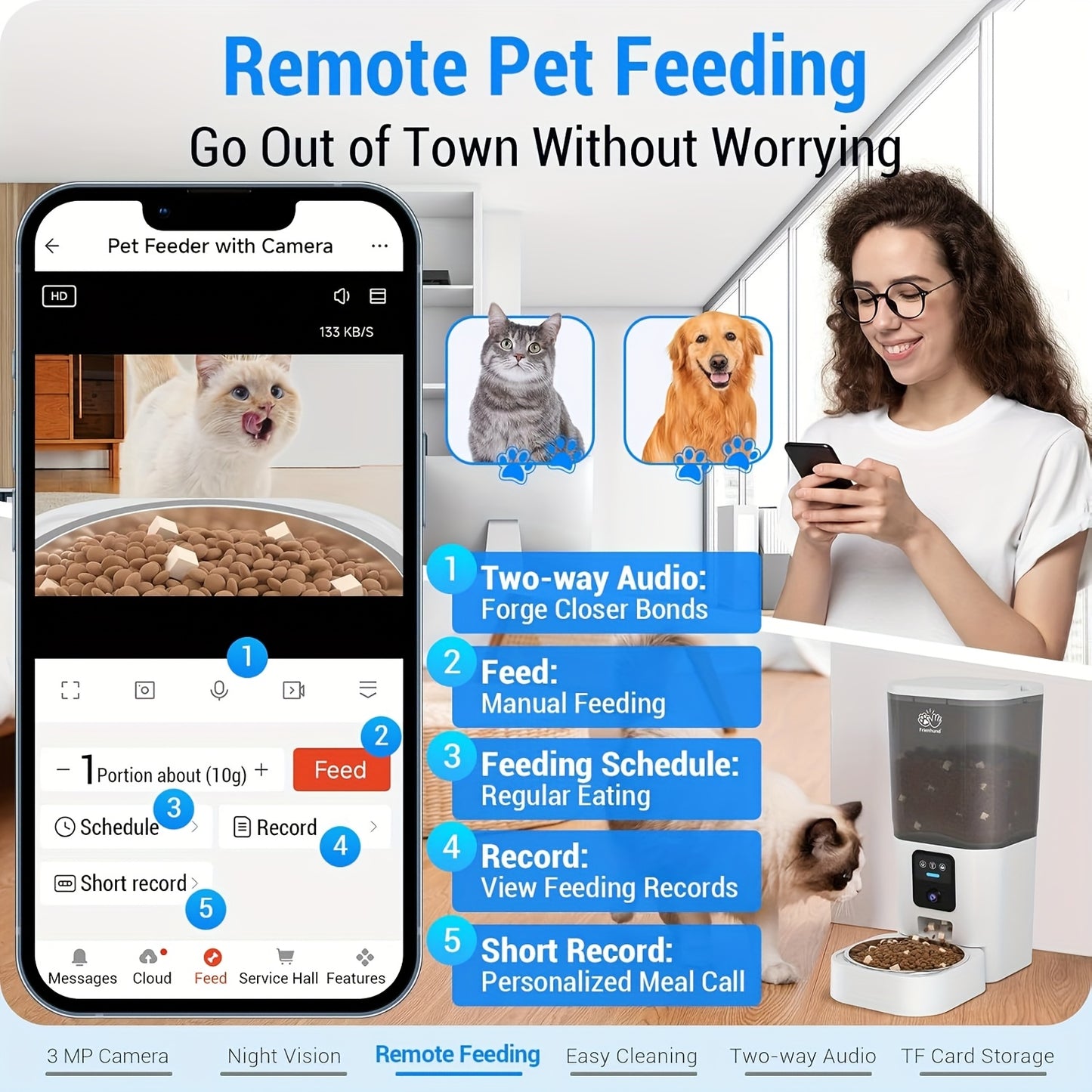 Automatic WiFi Pet Feeder for Cats and Dogs