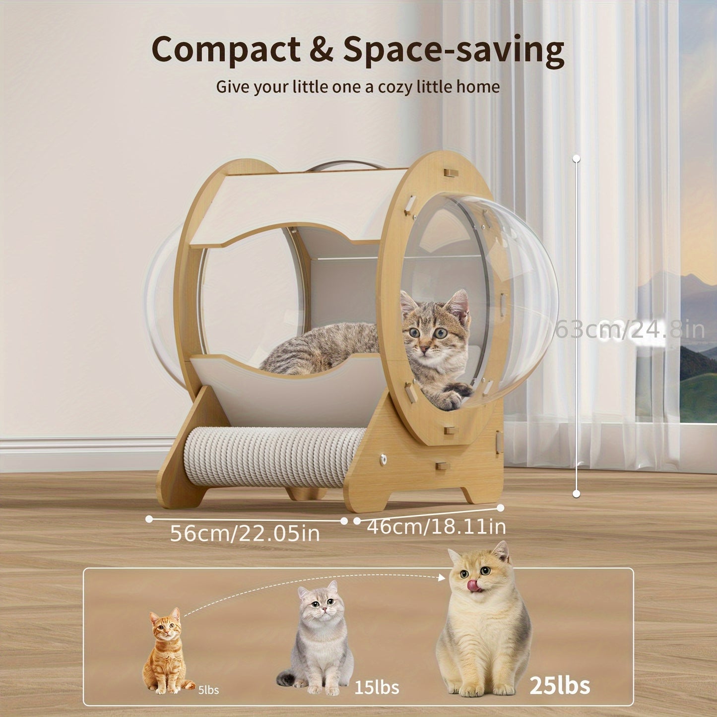 4-in-1 Wooden Cat House for Modern Indoor and Outdoor Use