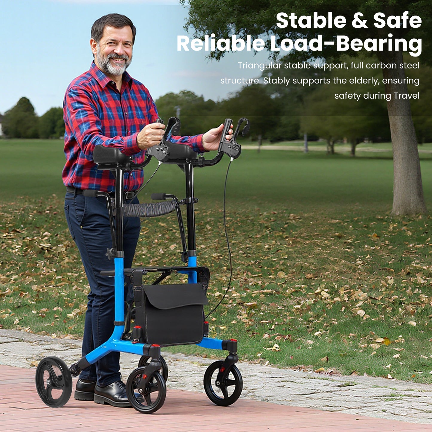 Foldable Rollator Walker Seat For Seniors Adjustable Handles