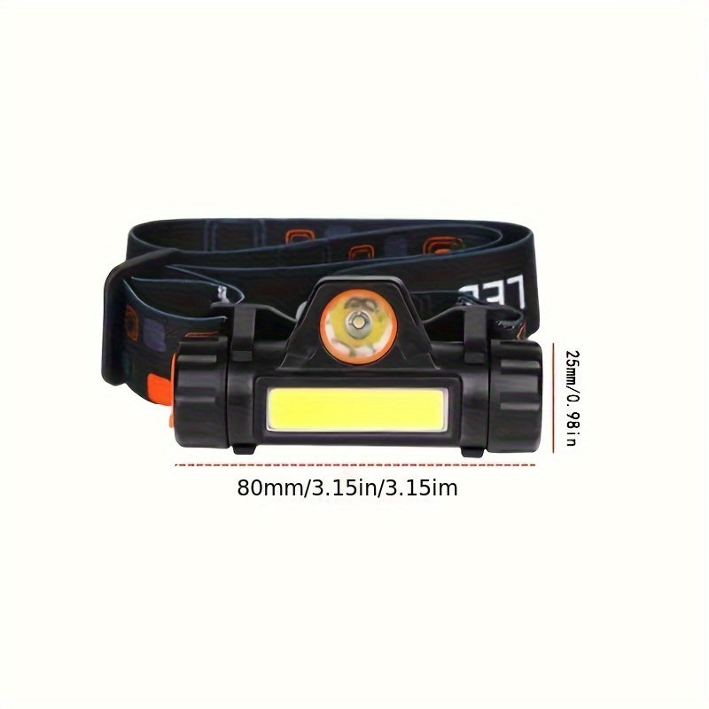 LED Headlamp USB Rechargeable Adjustable Strap For Hiking