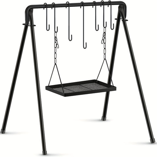 Adjustable Campfire Grill Stand for Outdoor BBQ Cooking