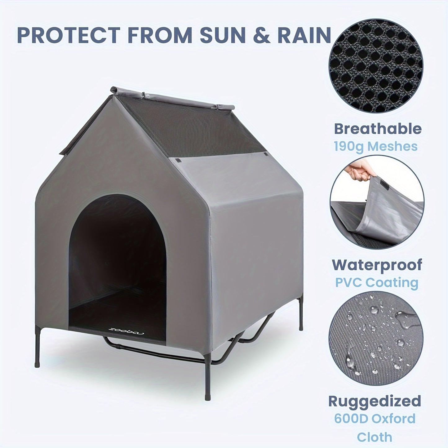 Weatherproof Dog House Indoor Outdoor Kennel With Bed