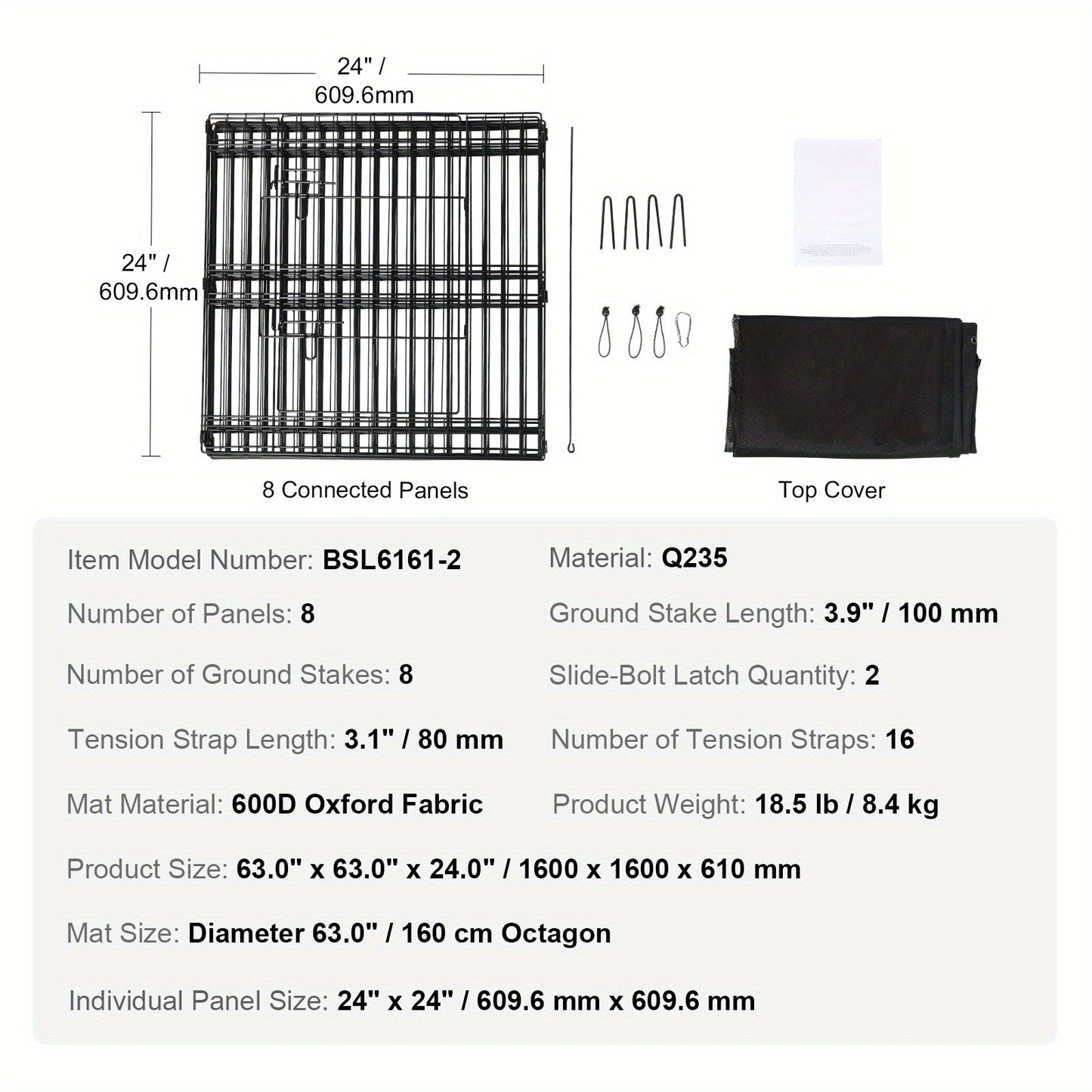 Happybuy Foldable Dog Playpen with Top Cover for Pets