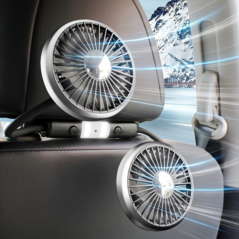 Dual Head Car USB Fan 3 Speed Rotatable Flexible Gooseneck