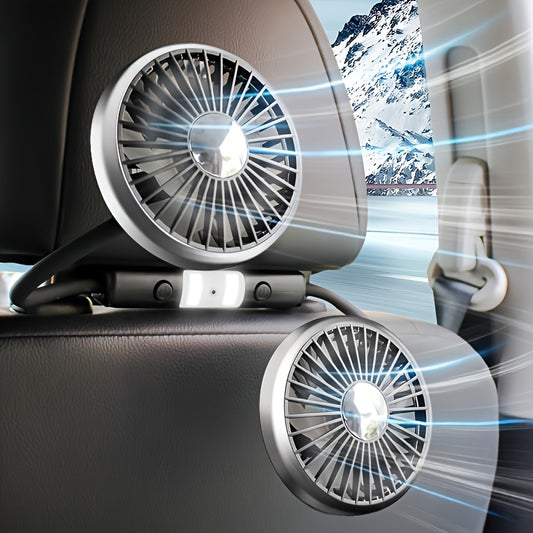 Dual Head Car USB Fan 3 Speed Rotatable Flexible Gooseneck