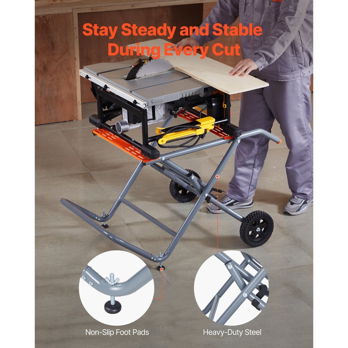 Portable Table Saw Stand Rolling Wheels 350 Lb Load Capacity