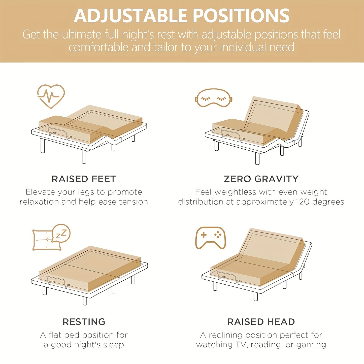 Electric Adjustable Bed Frame With Massage And Remote