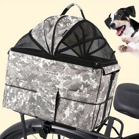 Dog Bicycle Carrier Basket With Expandable Mesh And Harness