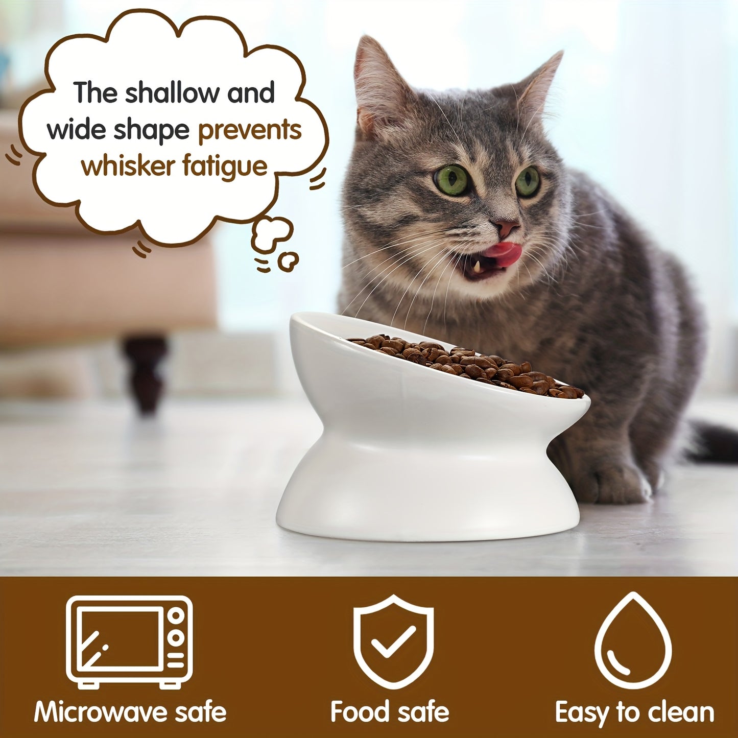 Ceramic Elevated Cat Bowls Tilted Backflow Dishwasher Safe