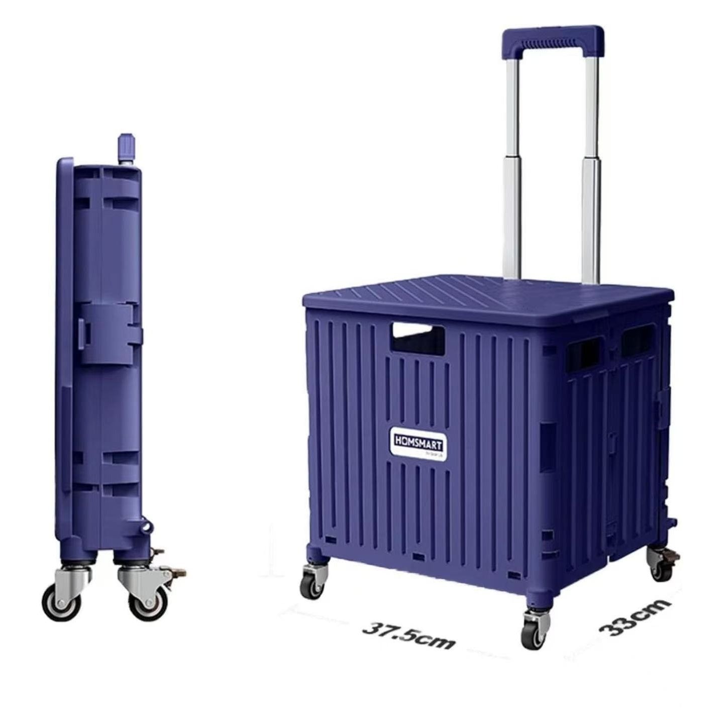 Foldable Rolling Cart With Telescopic Handle And Wheels