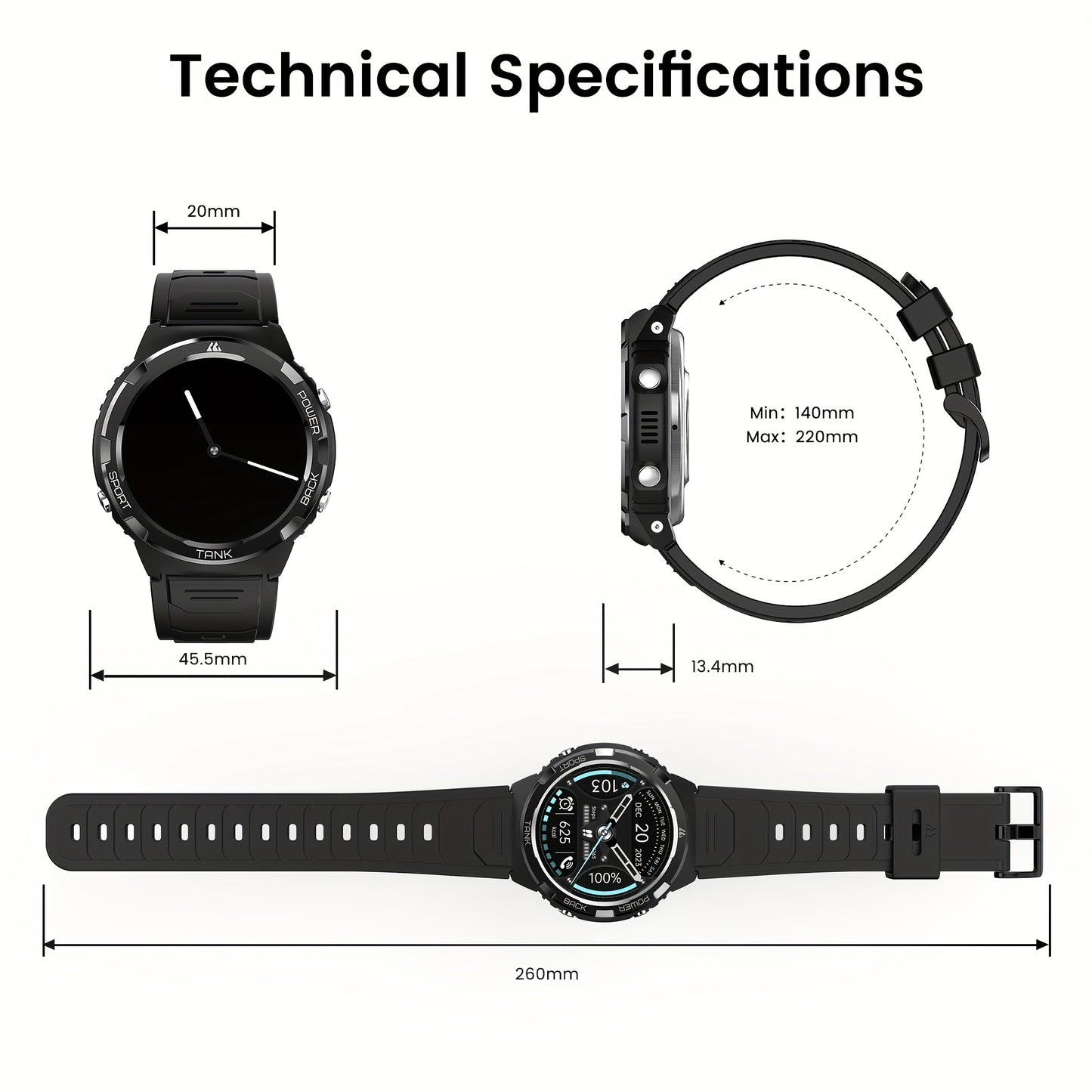 KOSPET Tank S1 Smart Watch for Men and Women with AMOLED Display
