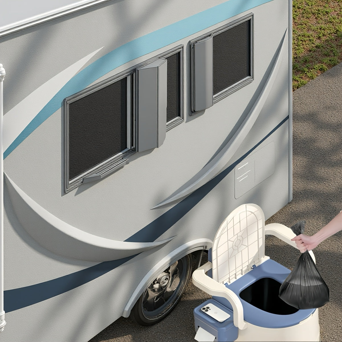Gulite Portable Camping Toilet With Lid Odor Resistant PP