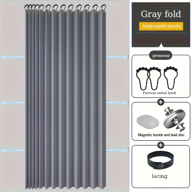 Thick Magnetic Foldable Shower Curtain with Modern Striped Design