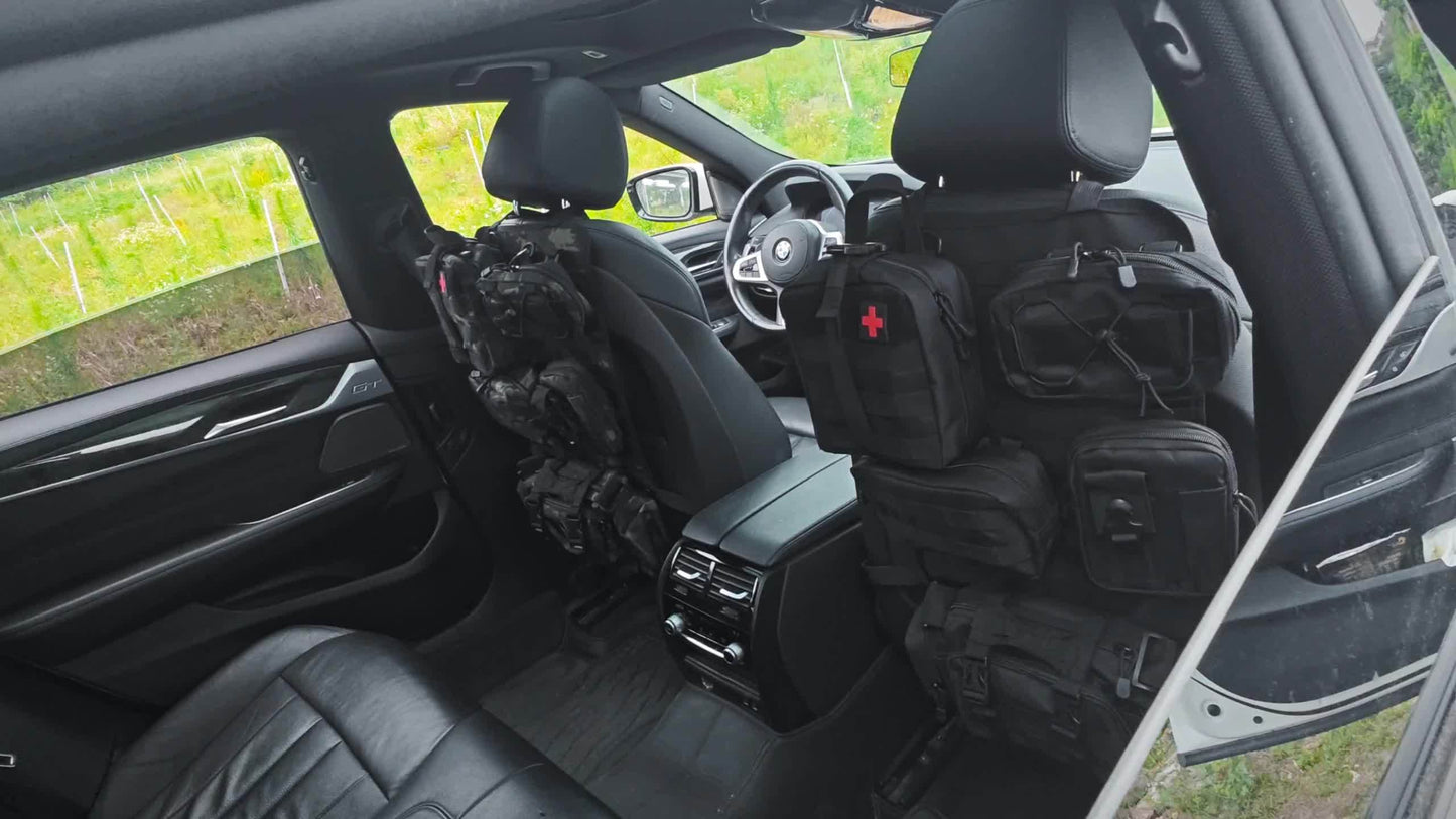 Tactical Car Seat Back Organizer with Detachable Molle Pouches