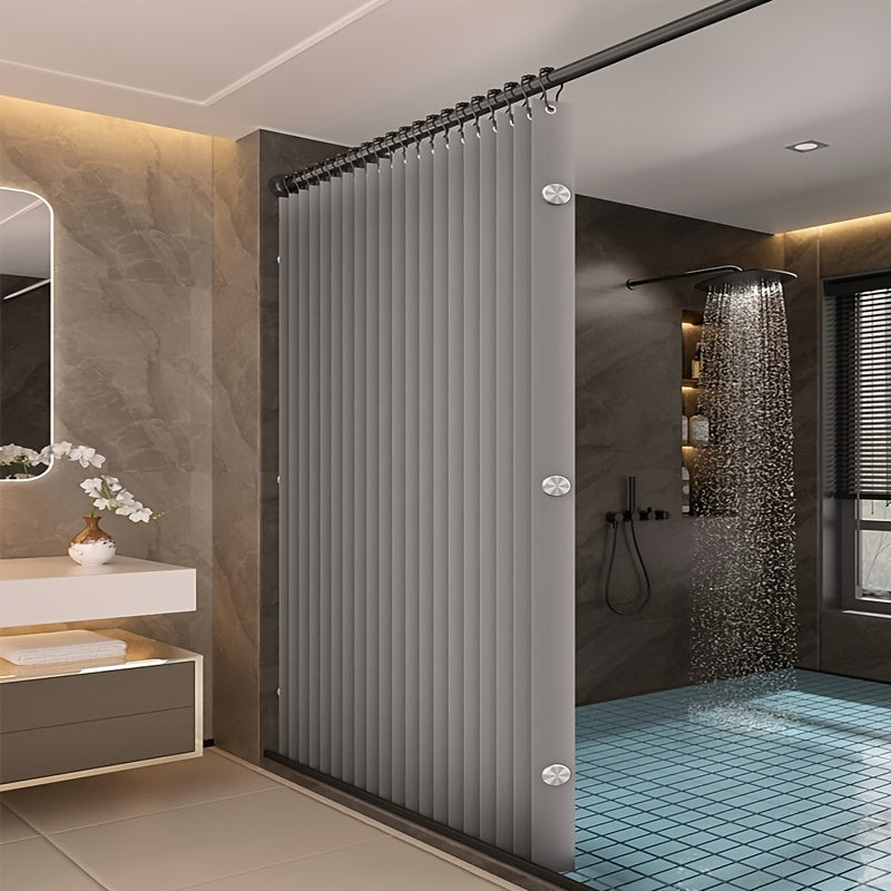 Thick Magnetic Foldable Shower Curtain with Modern Striped Design