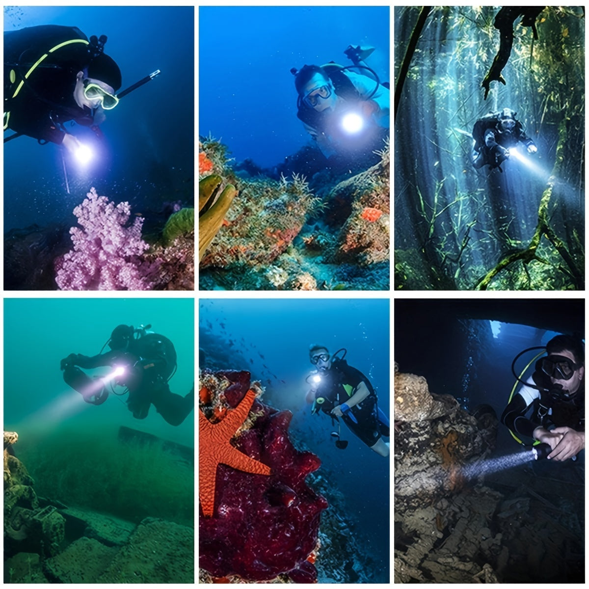 Super Bright Scuba Diving Flashlight 5000 Lumens Rechargeable 2 Pack