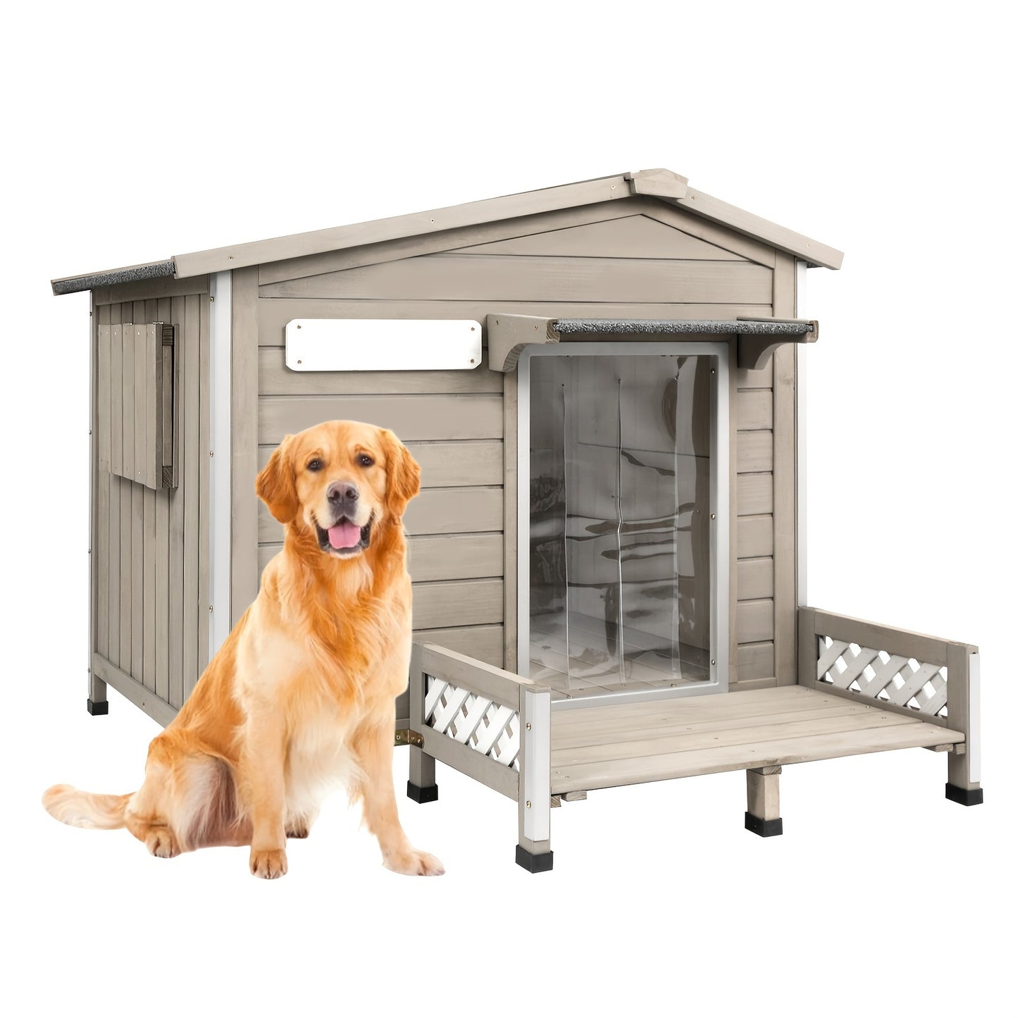 Weatherproof Bite Resistant Outdoor Indoor Dog House Deck