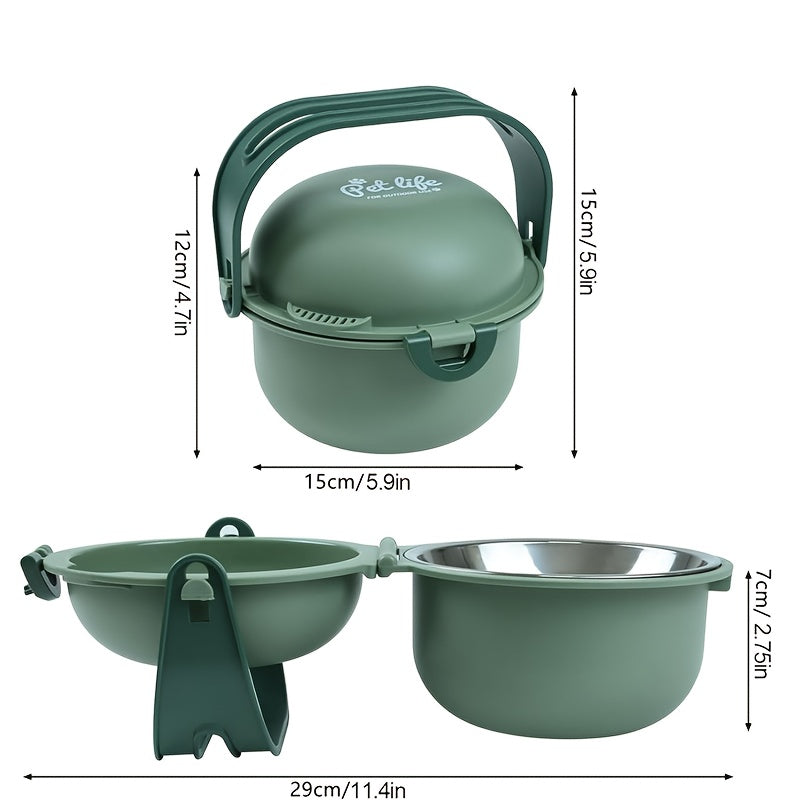 Portable Foldable Pet Travel Bowl With Secure Lid Design