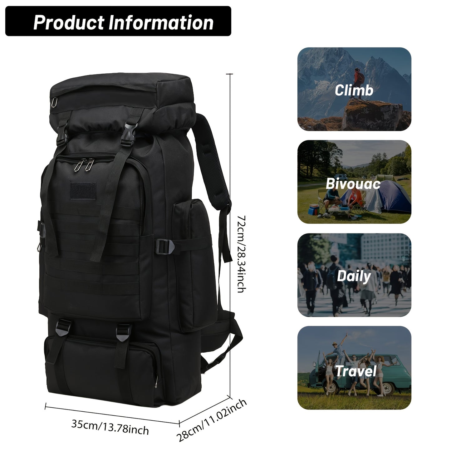 Tactical Hiking Backpack Set for Outdoor Adventures and Camping