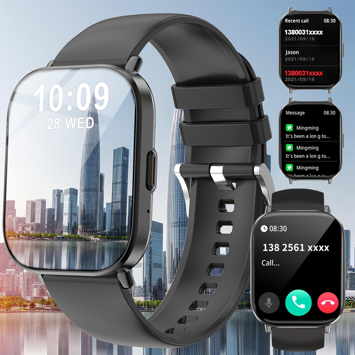 Elegant Pink Silicone Smartwatch With Touch Screen And Notifications